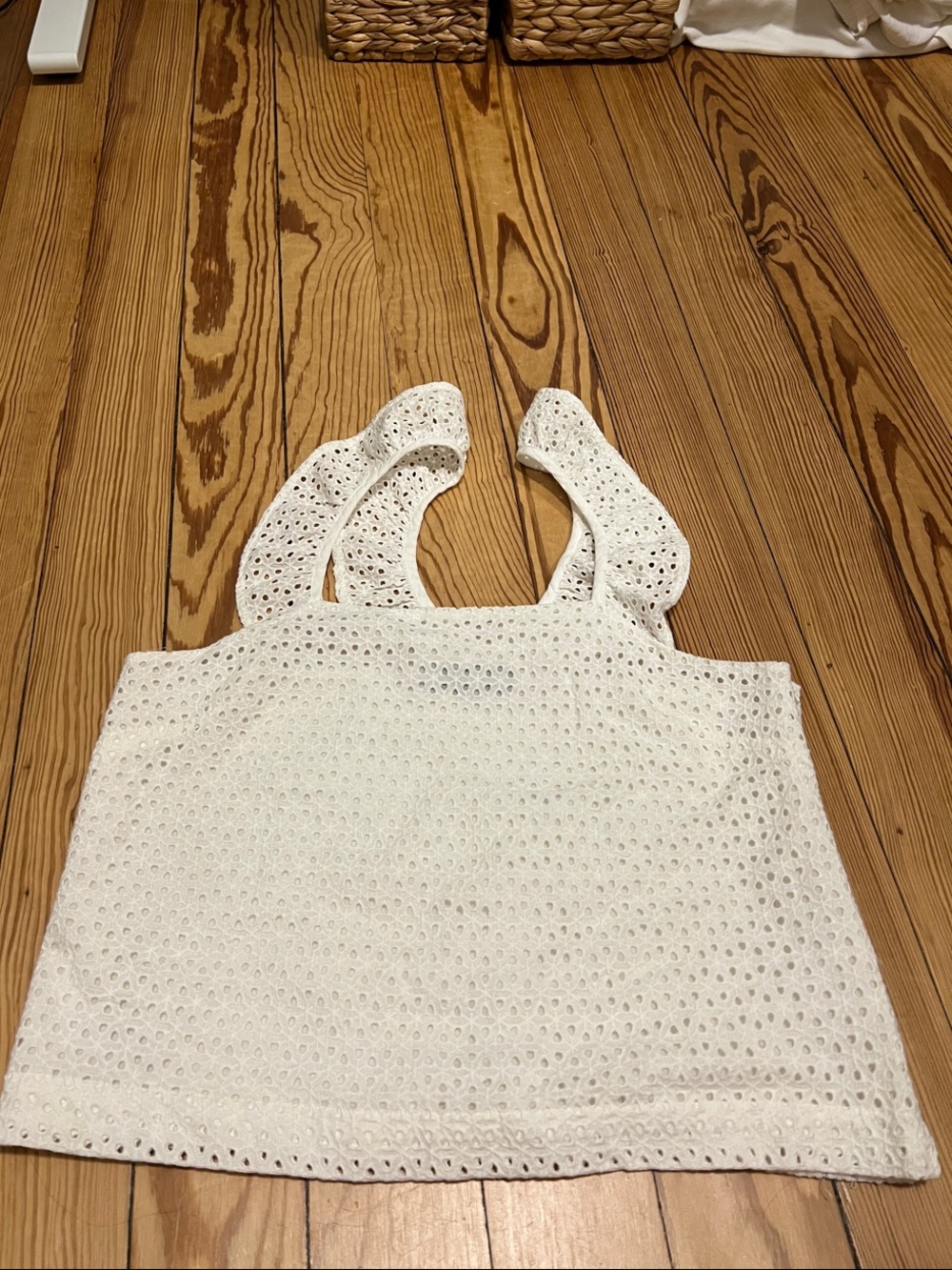 Able White Eyelet Tank with Wide Straps